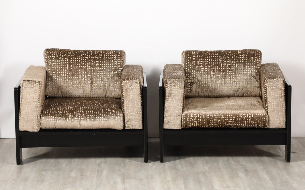 Afra & Tobia Scarpa Bastiano Lounge Chairs, Velvet, Italy, 1960