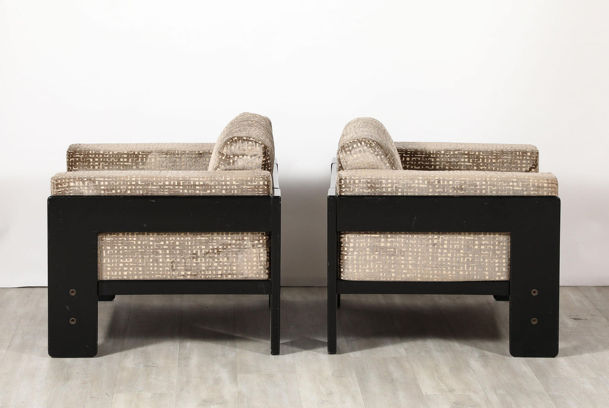 Afra & Tobia Scarpa Bastiano Lounge Chairs, Velvet, Italy, 1960