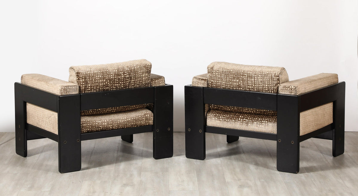 Afra & Tobia Scarpa Bastiano Lounge Chairs, Velvet, Italy, 1960