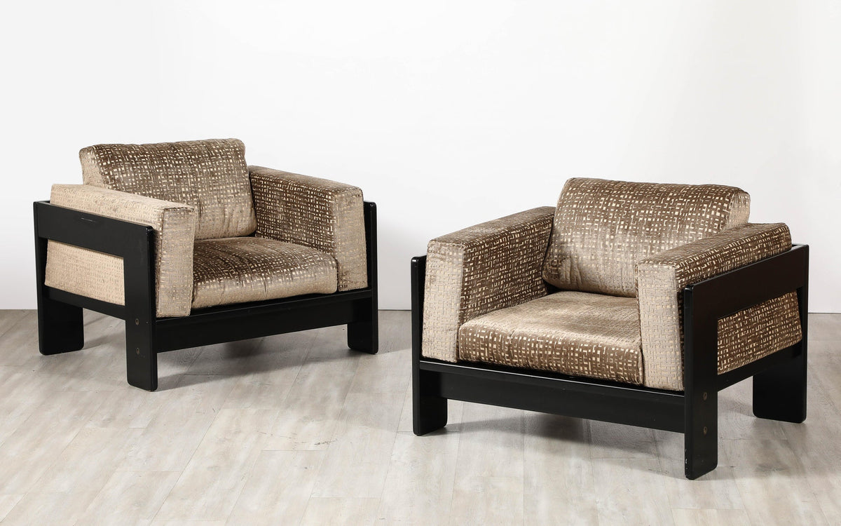 Afra & Tobia Scarpa Bastiano Lounge Chairs, Velvet, Italy, 1960