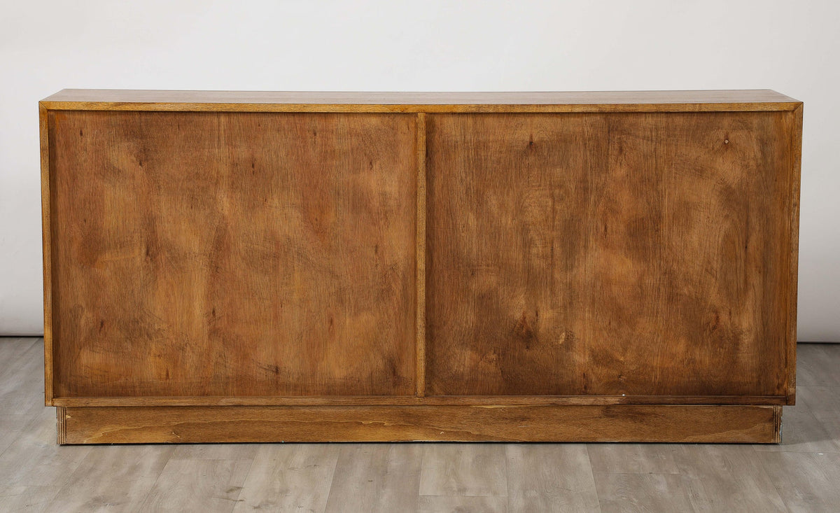 Italian Brutalist Commode in Ash Wood and Brass, 1980s Design