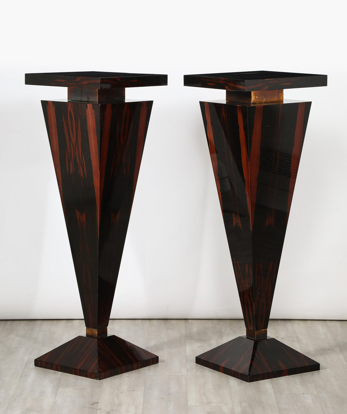 Dramatic Macassar Ebony Pedestals with High Gloss Finish, Italy, 1970