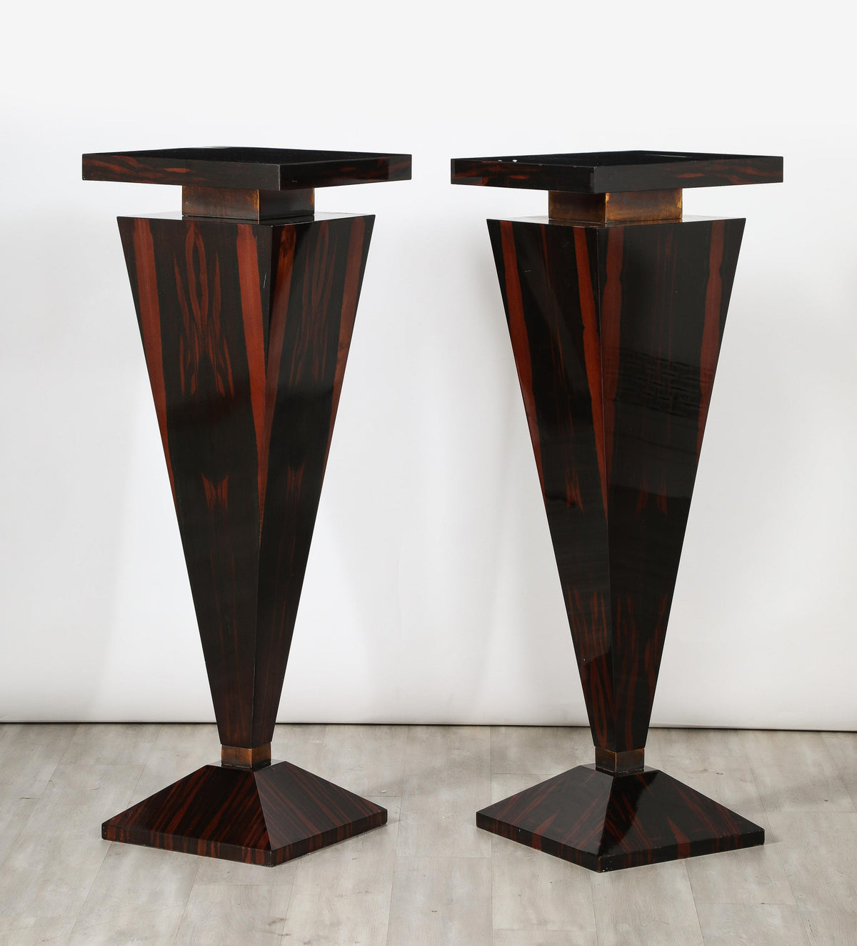 Dramatic Macassar Ebony Pedestals with High Gloss Finish, Italy, 1970