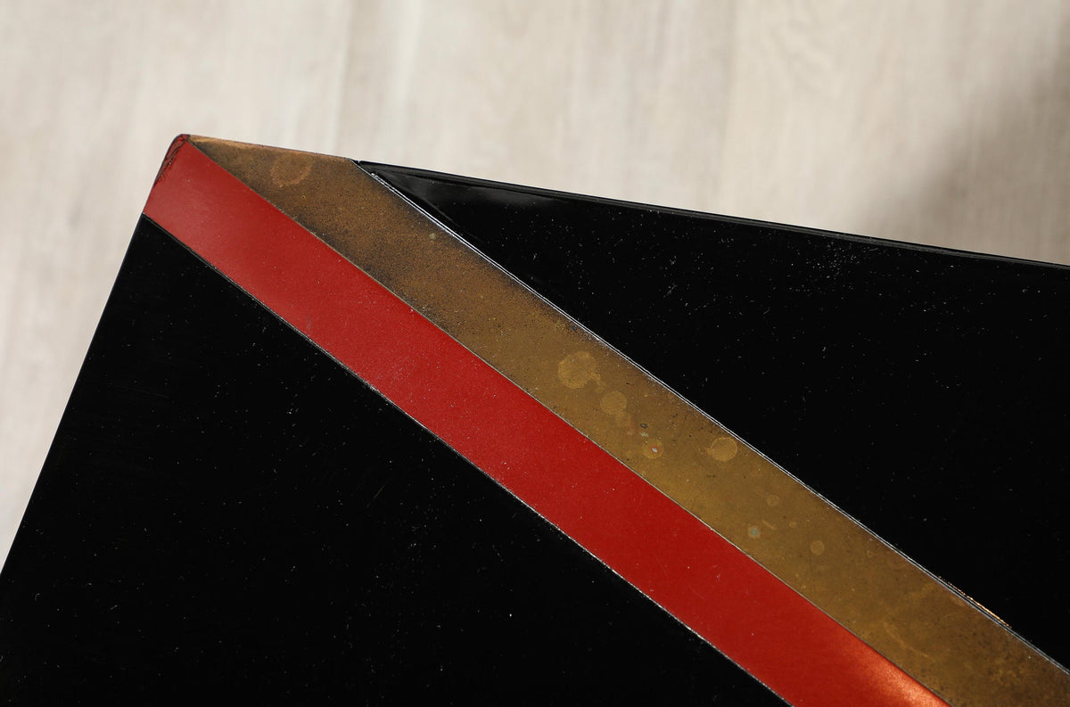 Italian Modernist Coffee Table, Birds Eye Maple & Black Glass, 1970