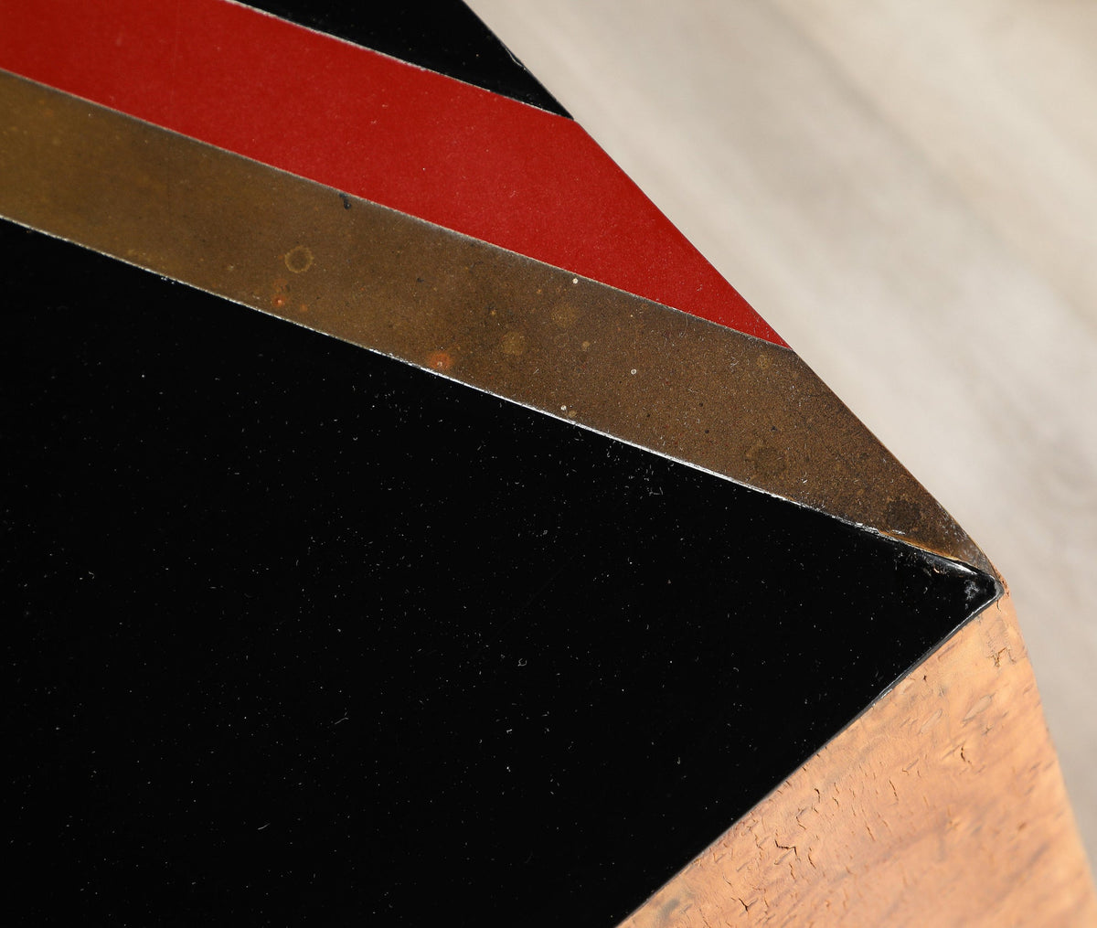 Italian Modernist Coffee Table, Birds Eye Maple & Black Glass, 1970