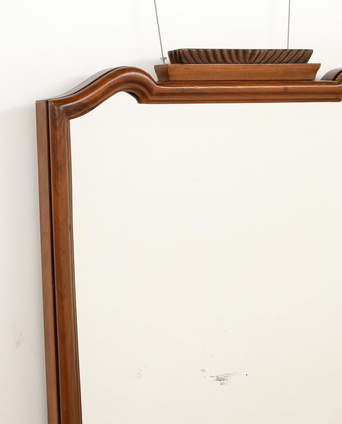 Hand-Carved Walnut Wall Mirror Attributed to Gio Ponti, Italy, 1930