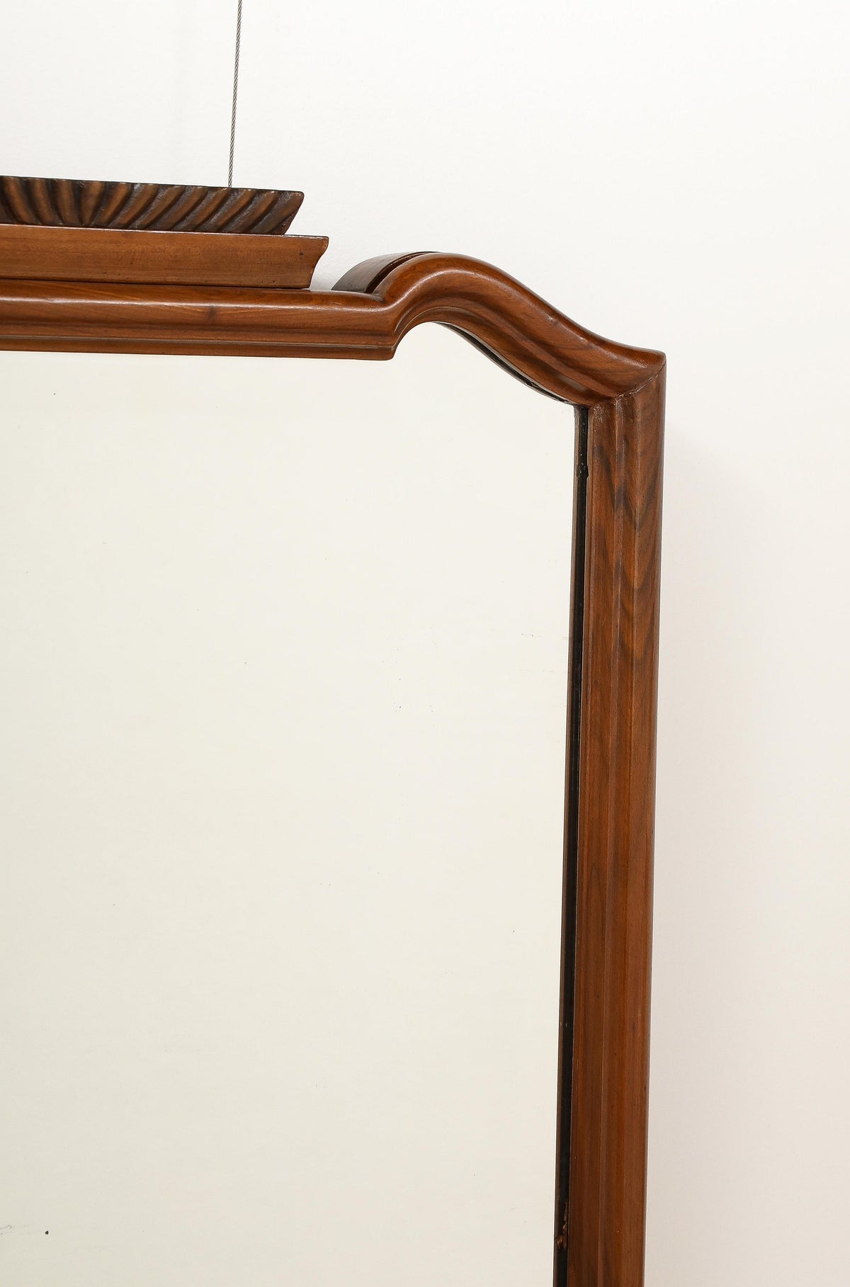 Hand-Carved Walnut Wall Mirror Attributed to Gio Ponti, Italy, 1930
