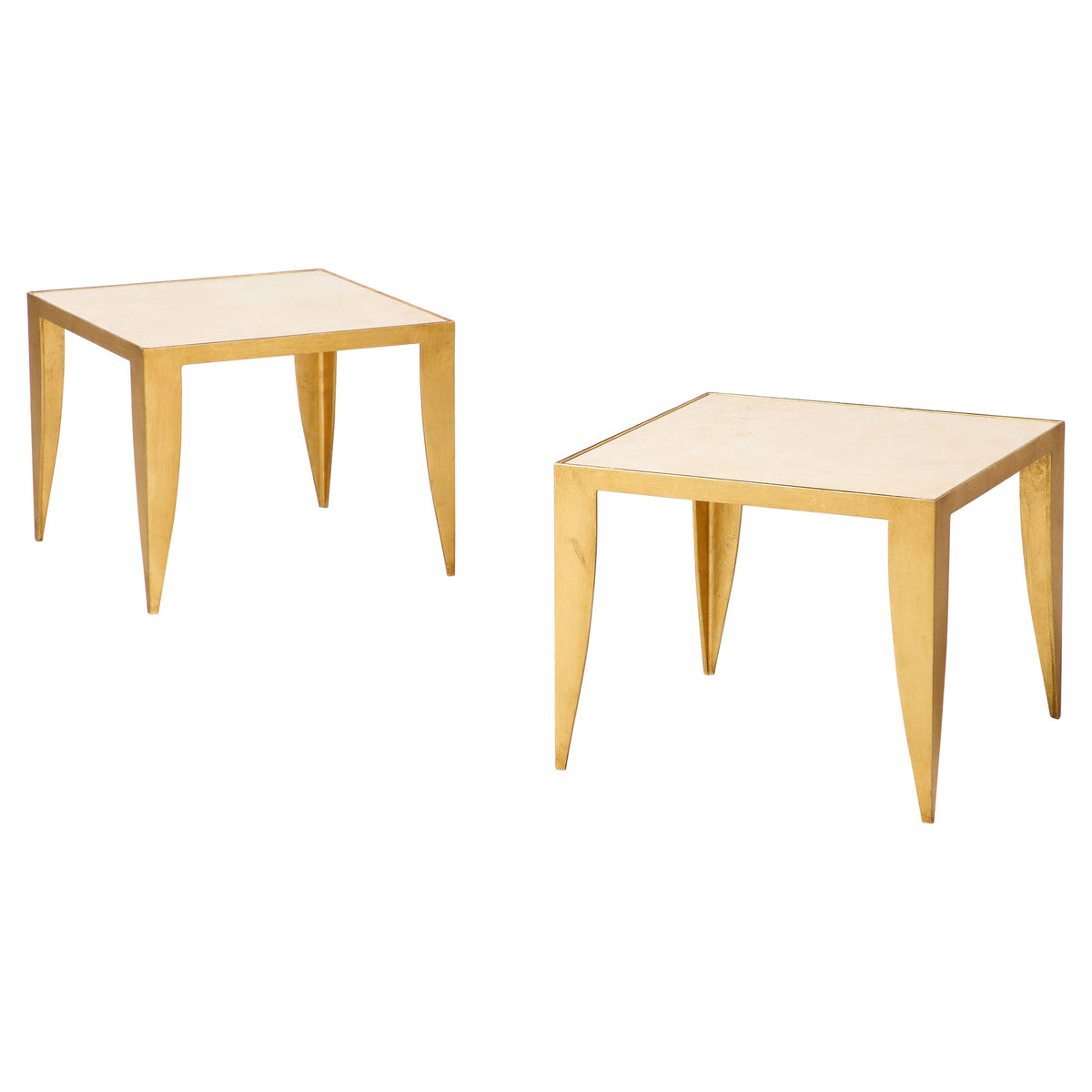 Italian Coffee Tables with Gilt Metal Legs and Travertine tops, 1975