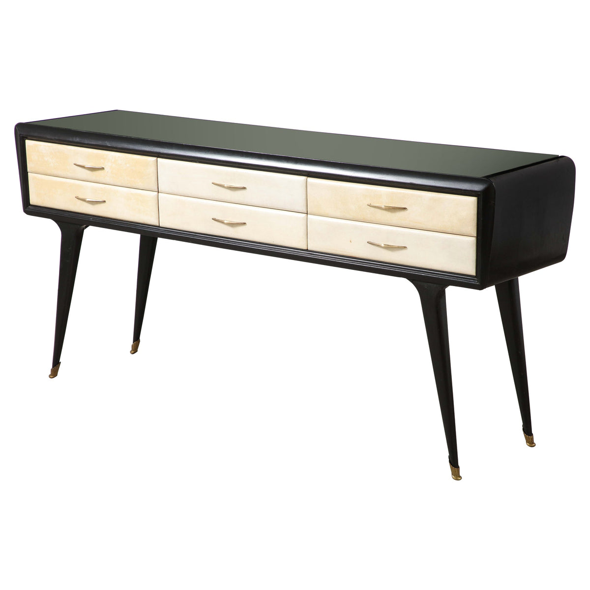 Italian Art Deco Sideboard, Ebonized Wood & Vellum, 1940