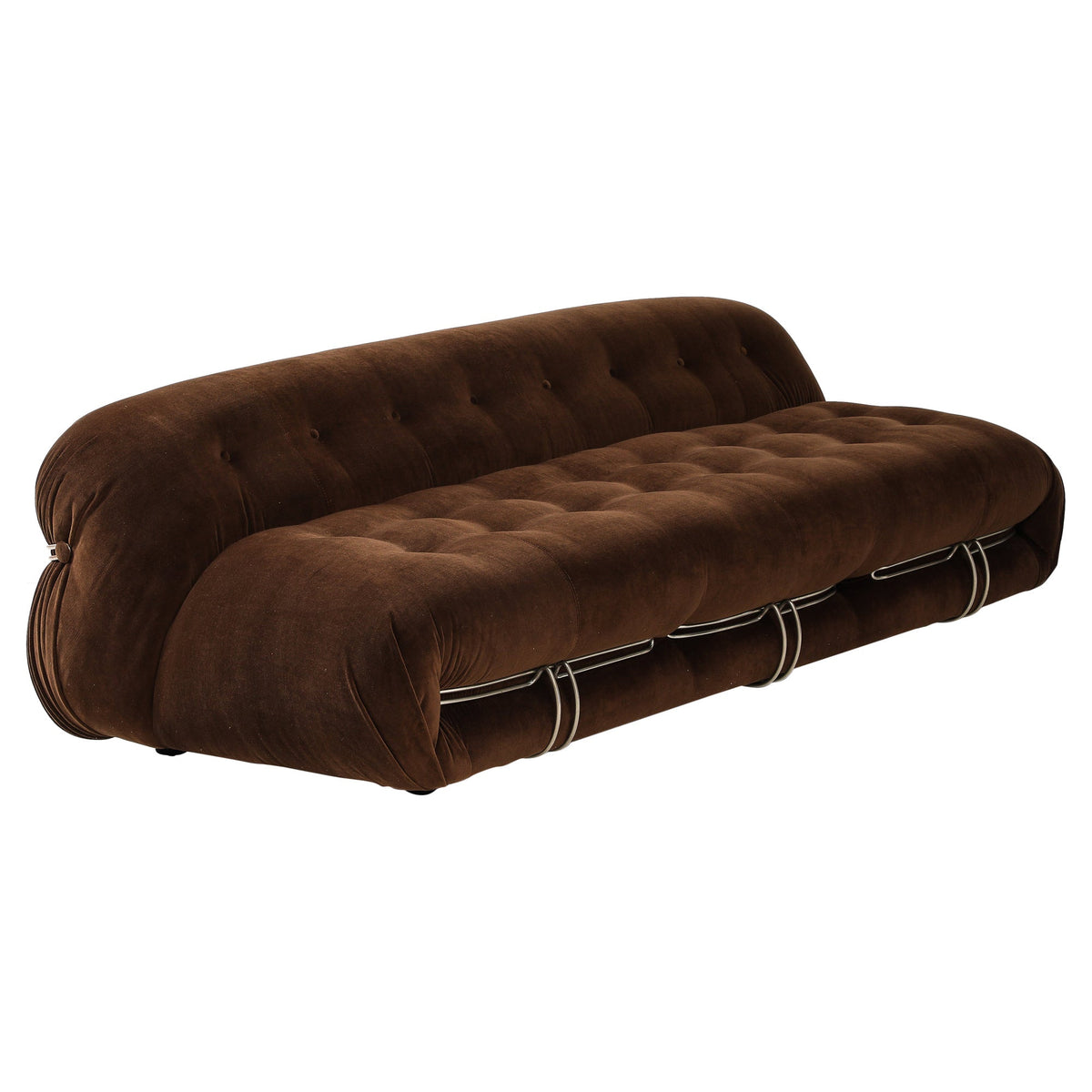 Soriana Sofa by Afra & Tobia Scarpa for Cassina, Velvet, Chrome, 1969