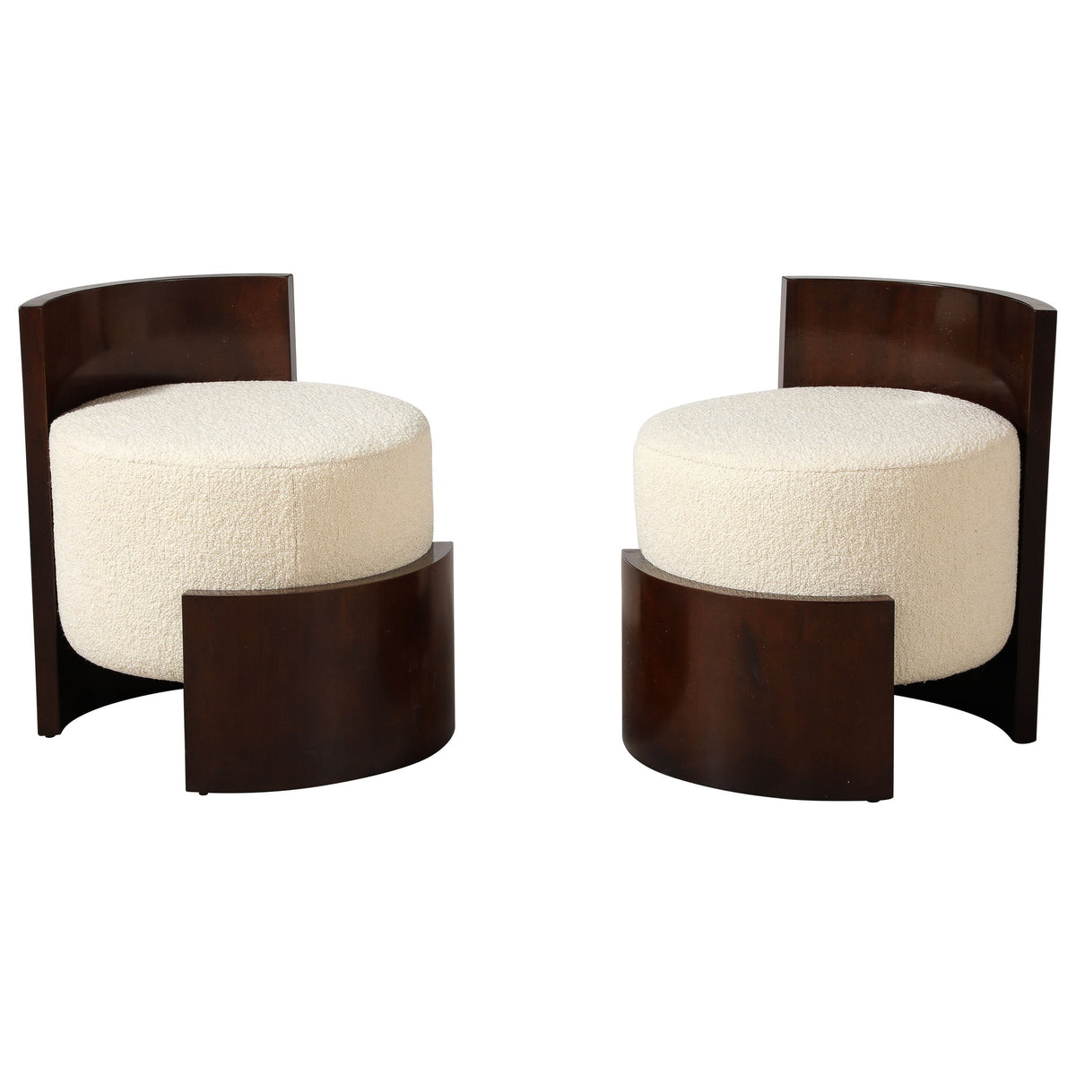 Giancarlo Palanti Italian Art Deco Mahogany Stool, High Backrest, 1930