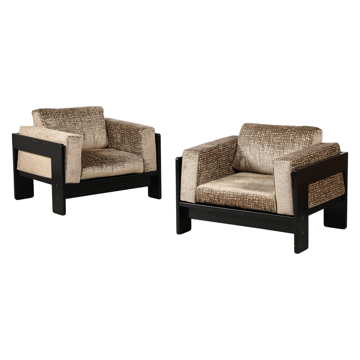 Afra & Tobia Scarpa Bastiano Lounge Chairs, Velvet, Italy, 1960