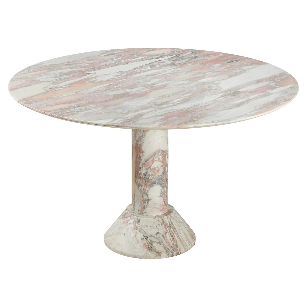 Italian 1970s Marble Center Table with Pink Veining, 47\" Diameter