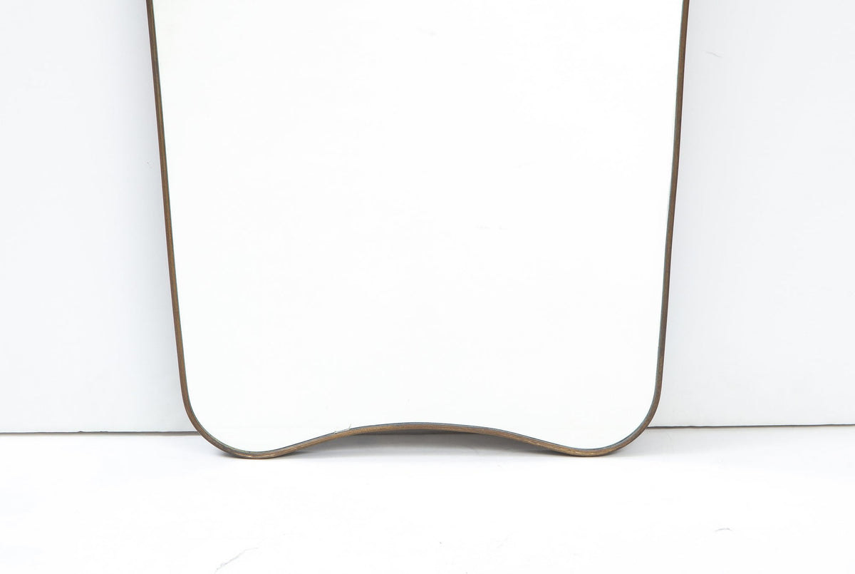 Italian Mid-Century Modern Brass Mirror, Elegant Tapered Design, 1950