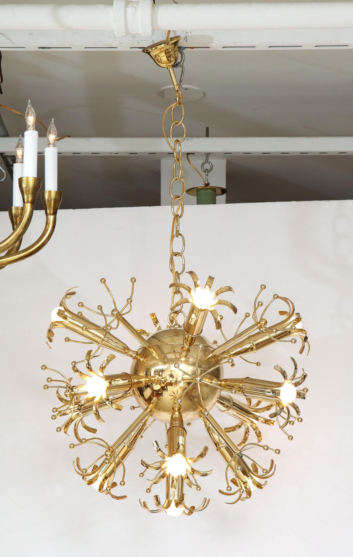 Gaetano Sciolari Brass Starburst Sputnik Chandelier, Italy, 1960