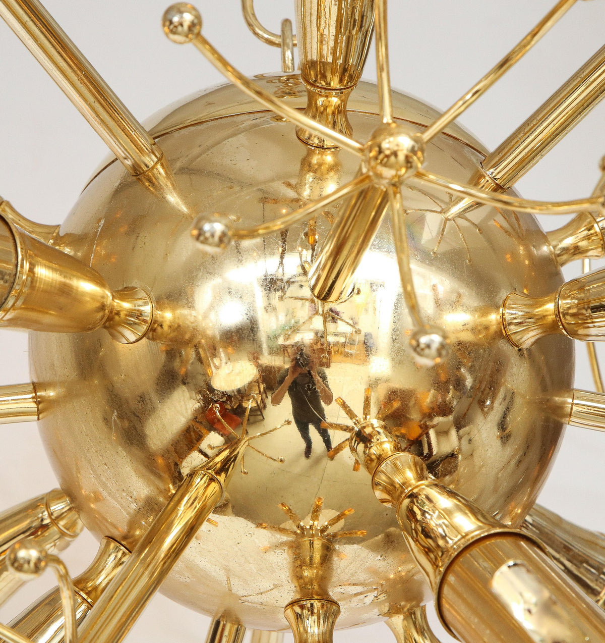 Gaetano Sciolari Brass Starburst Sputnik Chandelier, Italy, 1960