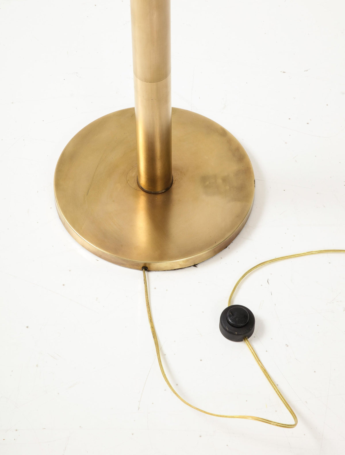 Italian Modernist Brass Floor Lamp with Murano Glass Globe, 1970