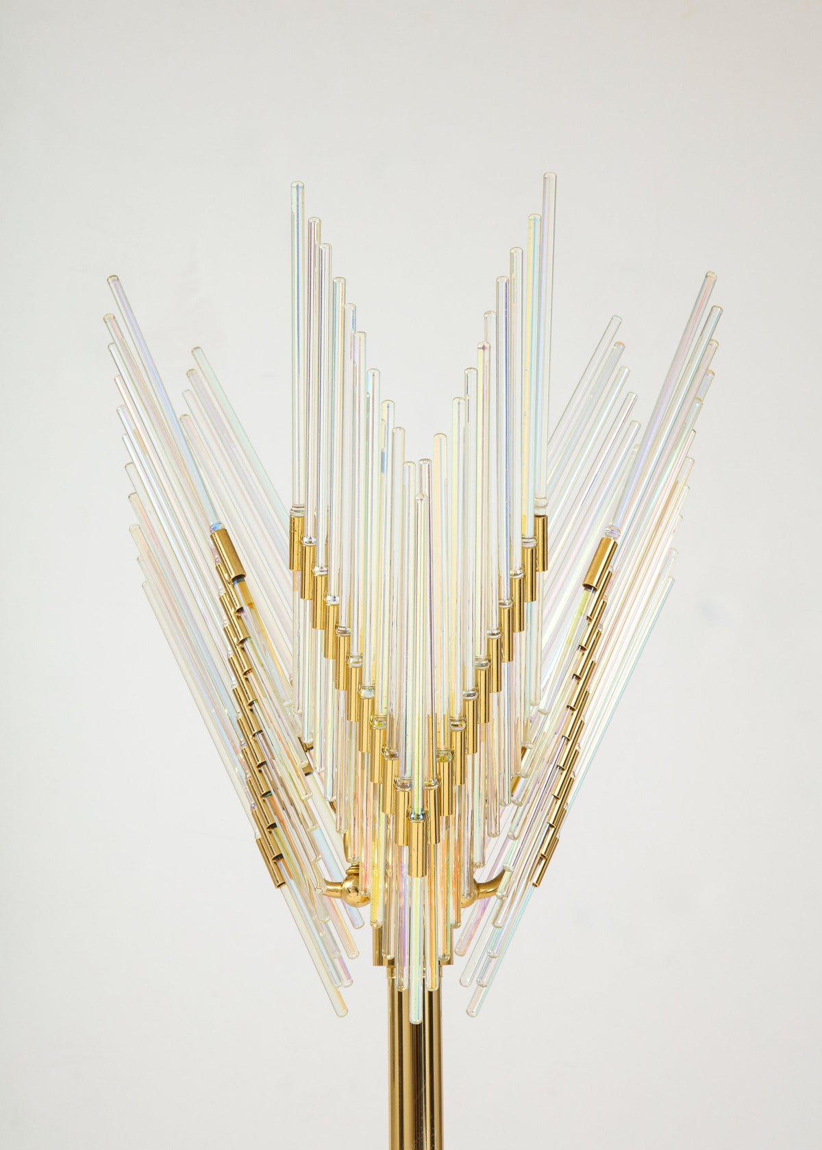 Gaetano Sciolari Iridescent and Gold Plated Standing Lamp