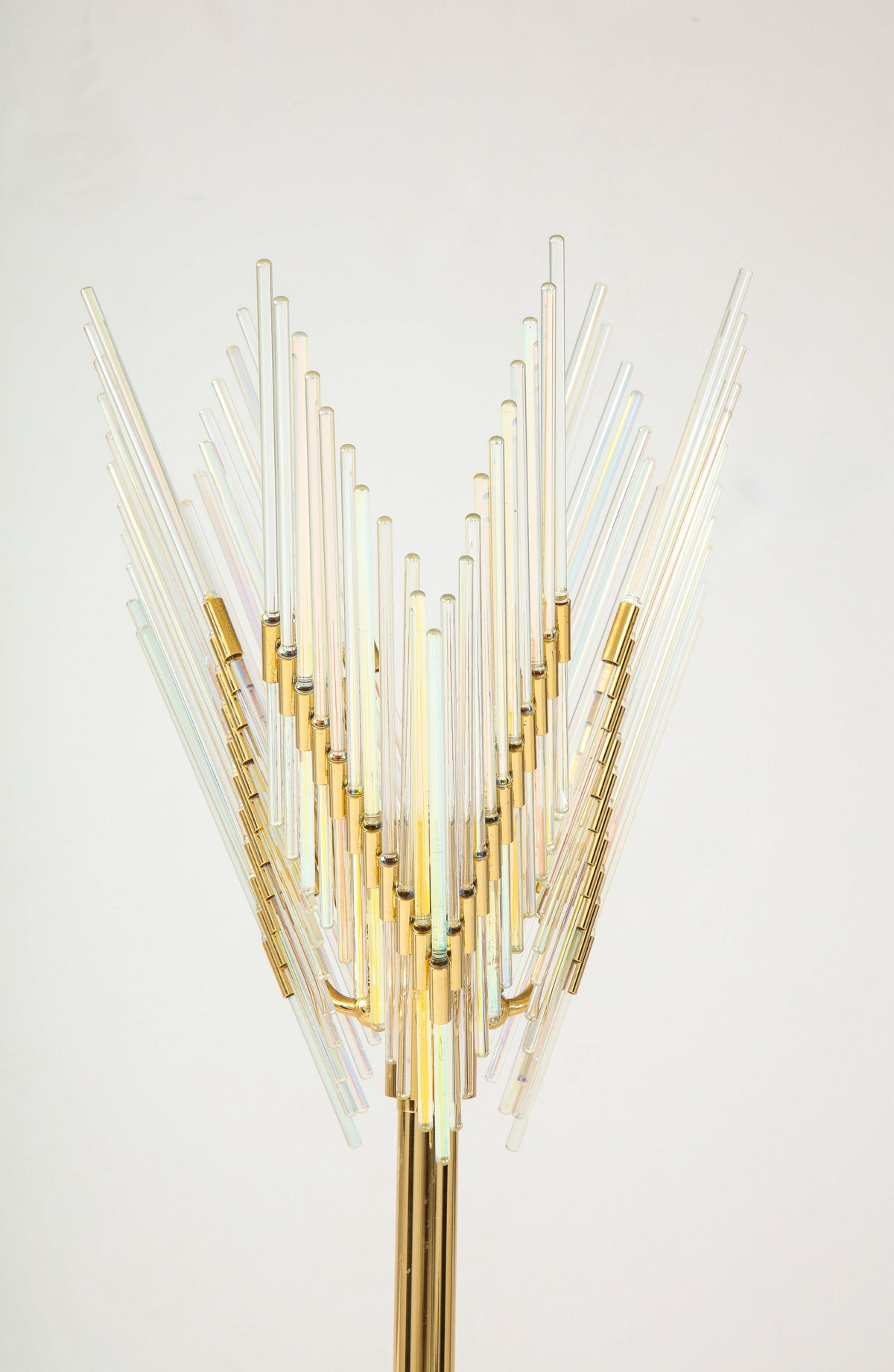 Gaetano Sciolari Iridescent and Gold Plated Standing Lamp