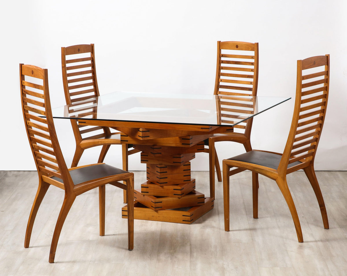Ferdinando Meccani Corinto Dining Table, Cherry & Wenge, Italy 1978