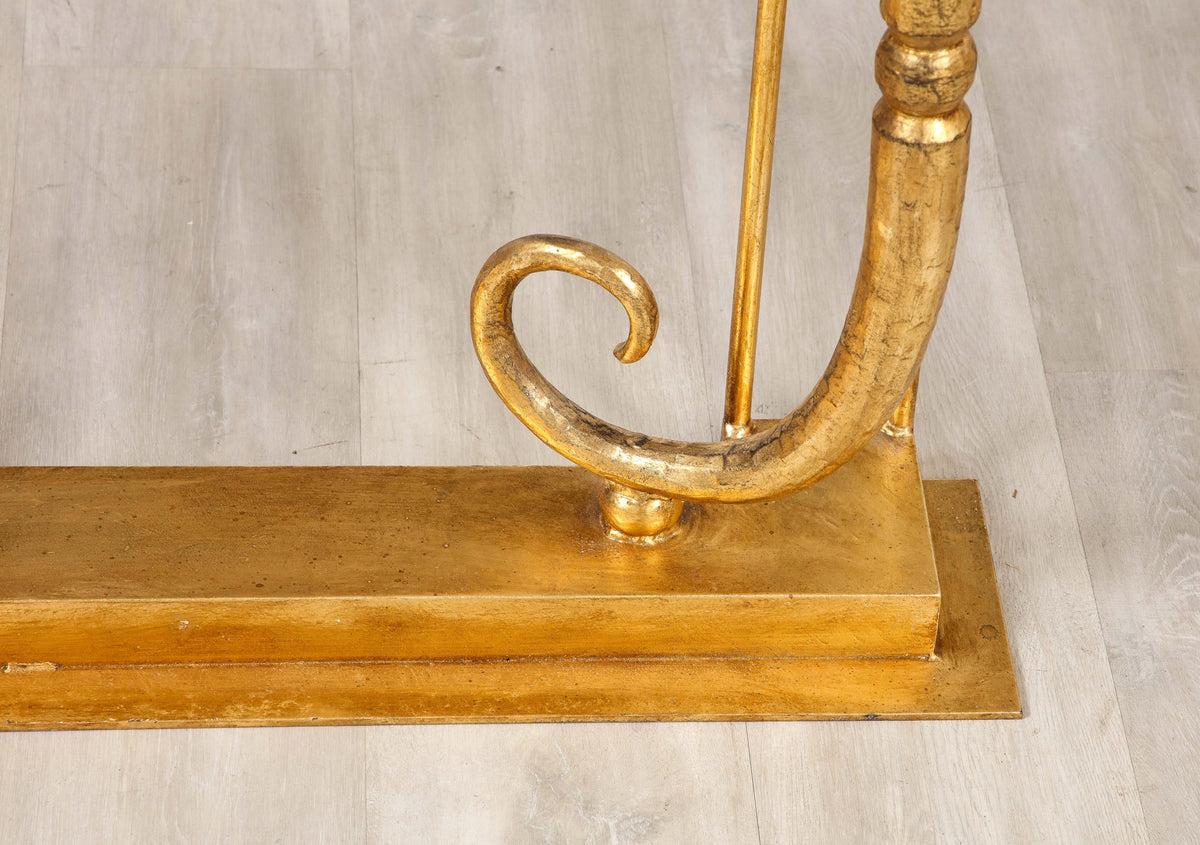 Giovanni Banci Gilt Iron Console Table with Travertine Top, 1970