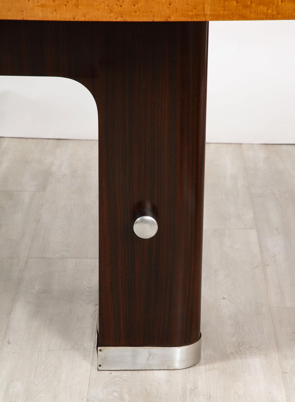 Italian Art Deco Macassar Ebony, Chrome, Glass Dining Table, Italy, circa 1940
