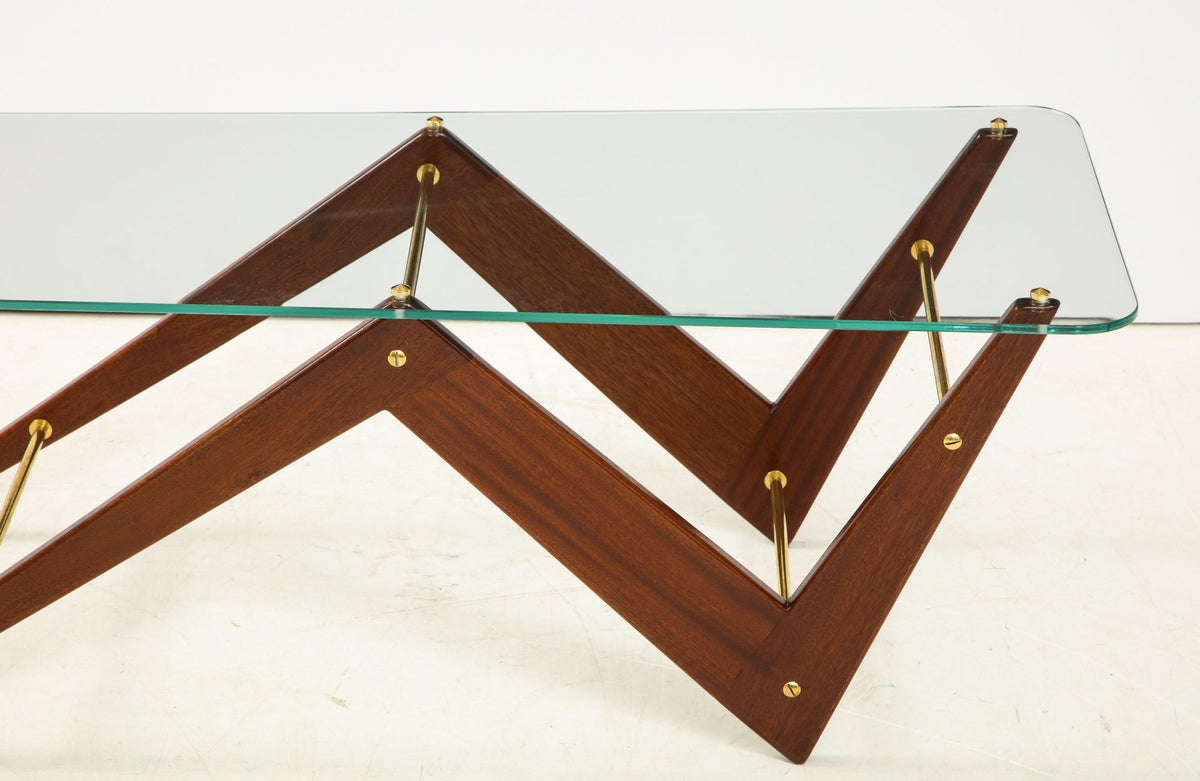 Italian Mahogany and Glass Coffee Table Attributed to Ico & Luisa Parisi