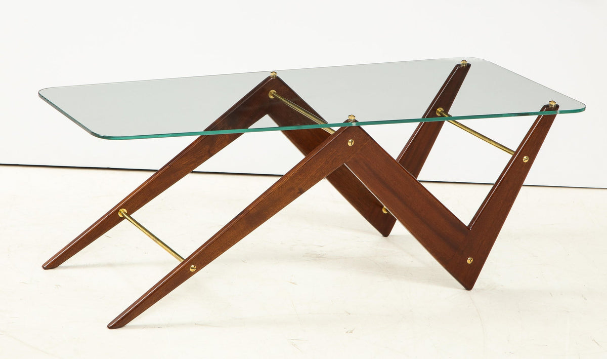 Italian Mahogany and Glass Coffee Table Attributed to Ico & Luisa Parisi