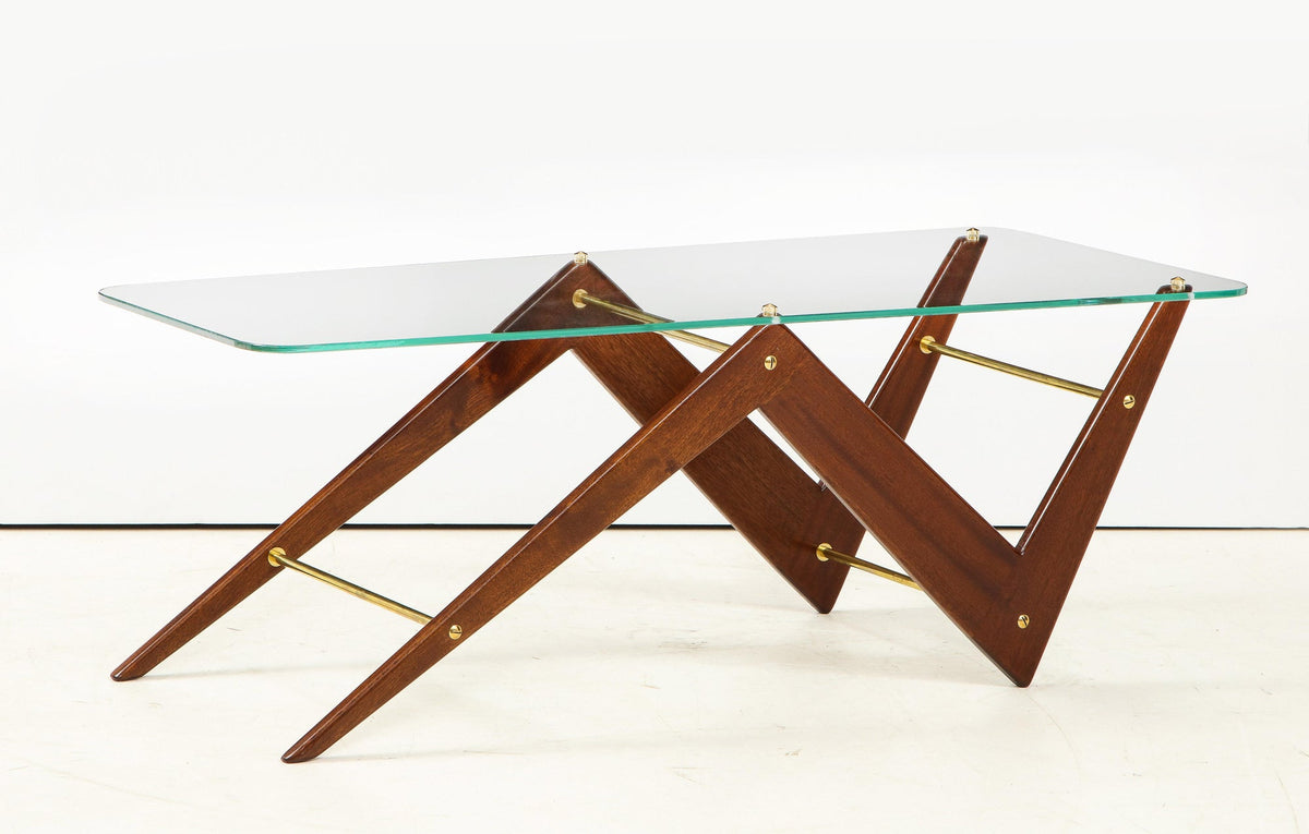 Italian Mahogany and Glass Coffee Table Attributed to Ico & Luisa Parisi