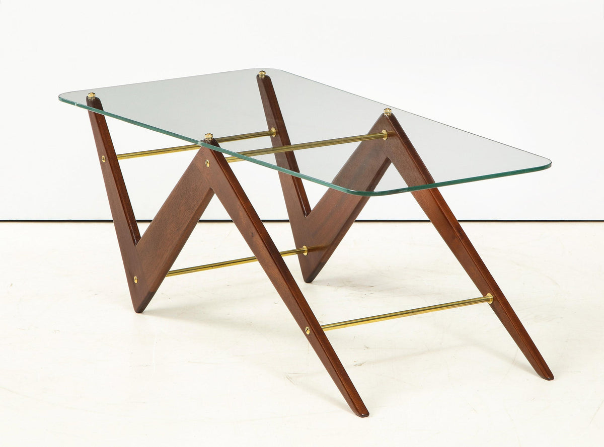 Italian Mahogany and Glass Coffee Table Attributed to Ico & Luisa Parisi