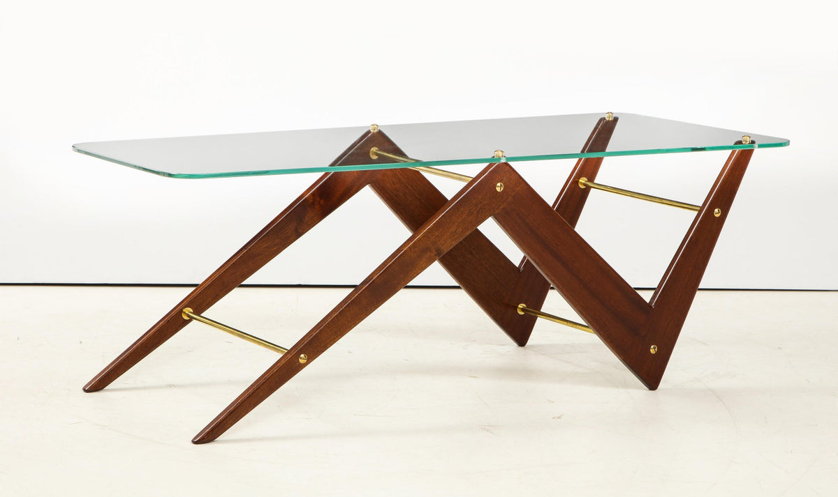Italian Mahogany and Glass Coffee Table Attributed to Ico & Luisa Parisi