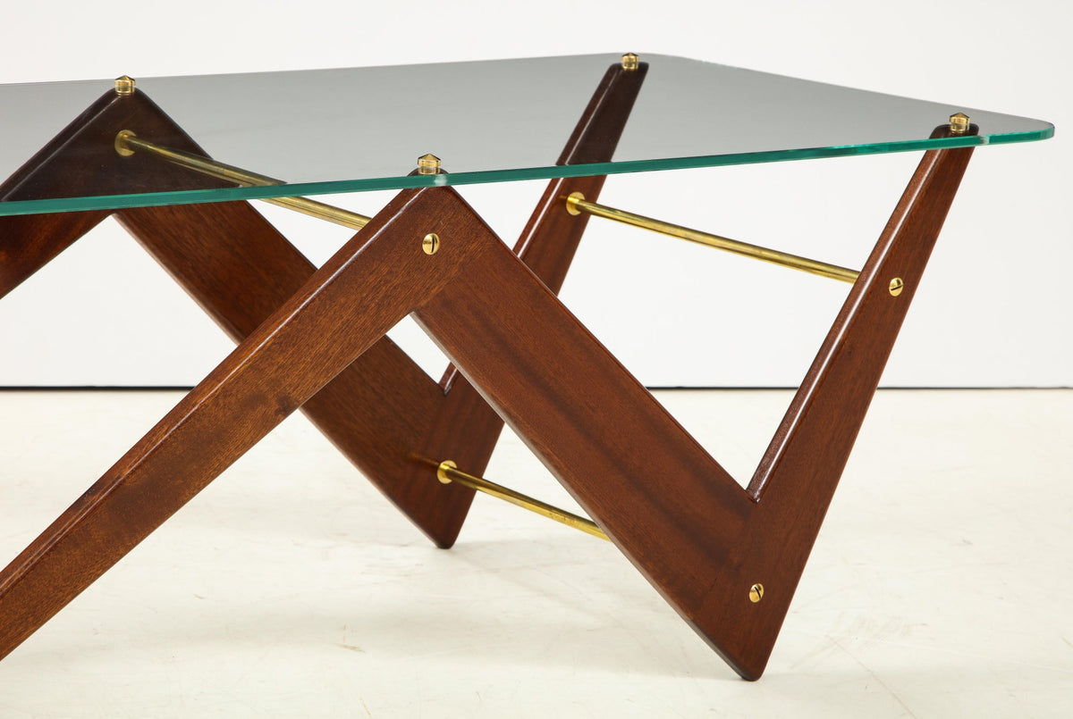 Italian Mahogany and Glass Coffee Table Attributed to Ico & Luisa Parisi
