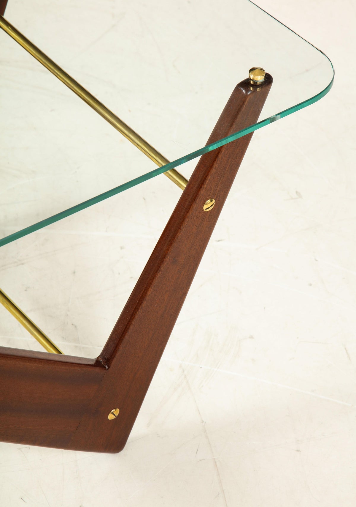 Italian Mahogany and Glass Coffee Table Attributed to Ico & Luisa Parisi