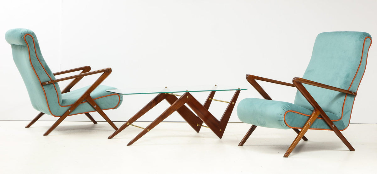 Italian Mahogany and Glass Coffee Table Attributed to Ico & Luisa Parisi