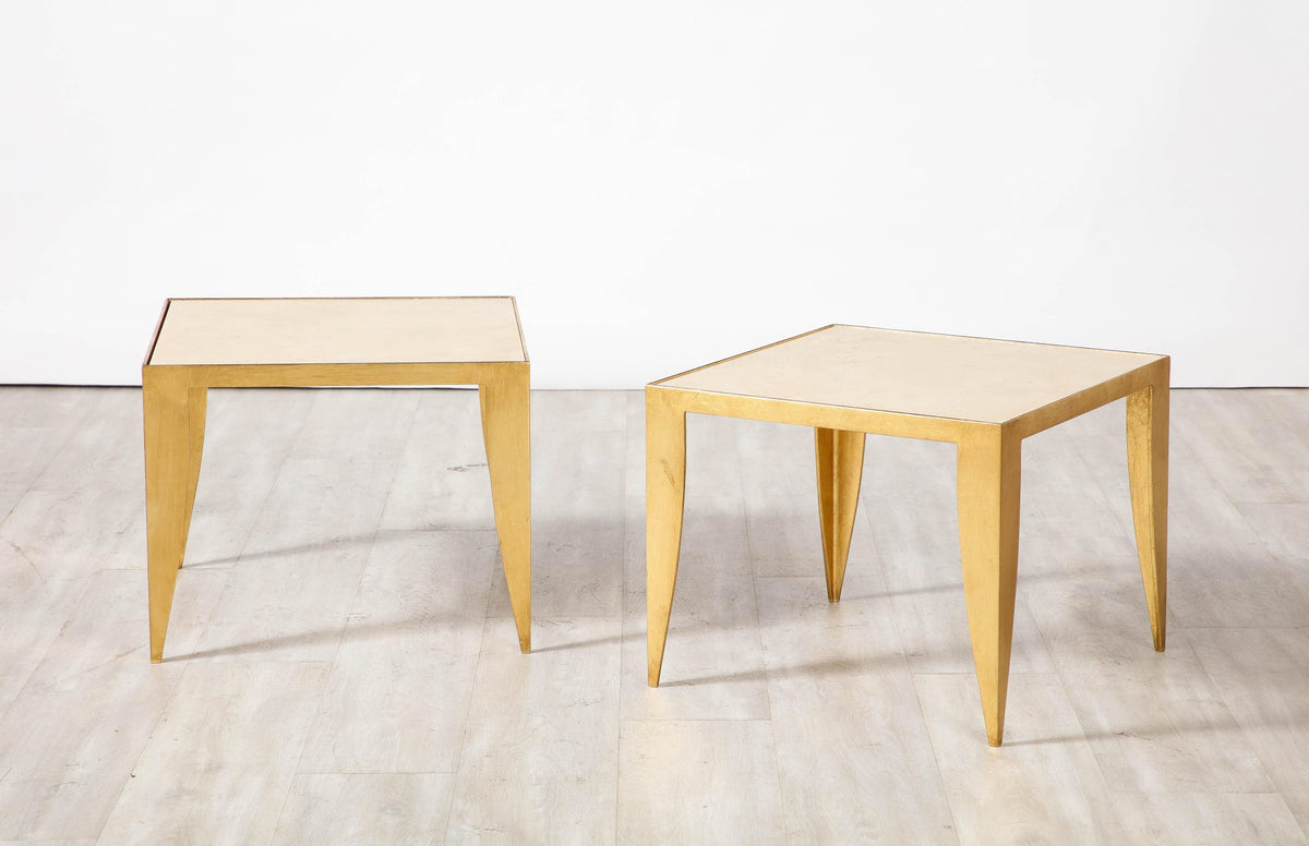 Italian Coffee Tables with Gilt Metal Legs and Travertine tops, 1975