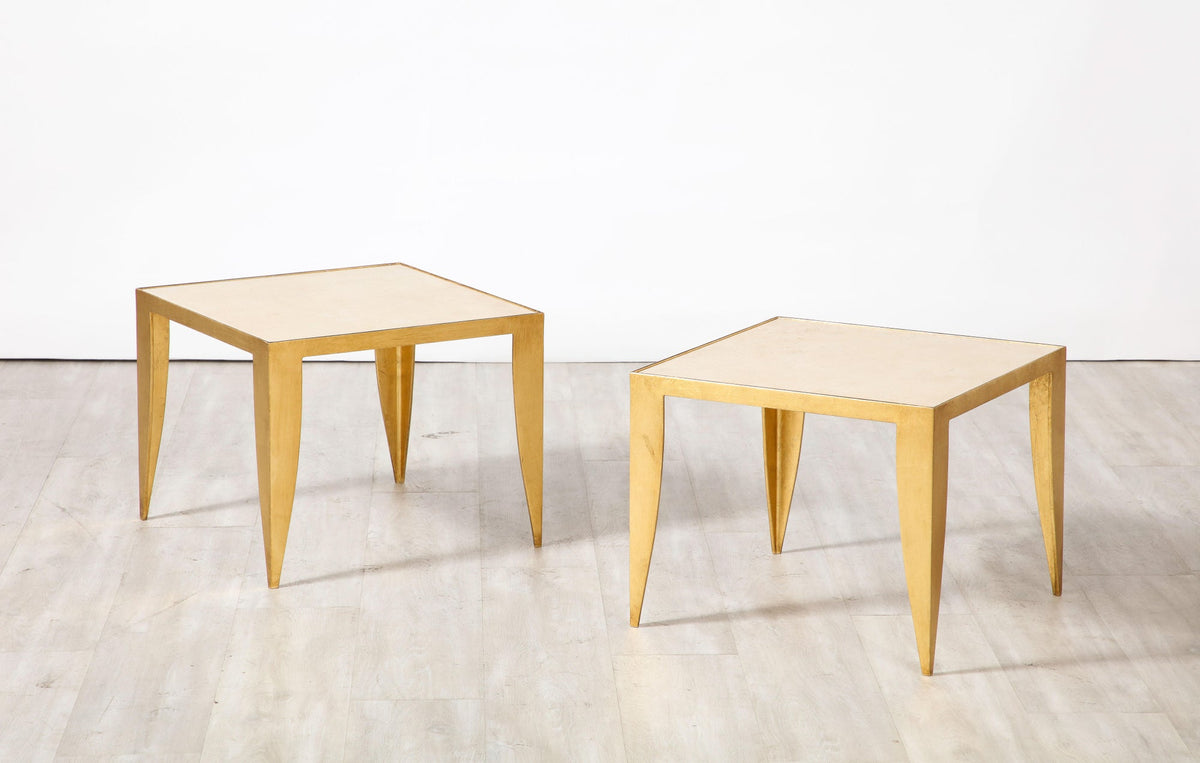Italian Coffee Tables with Gilt Metal Legs and Travertine tops, 1975