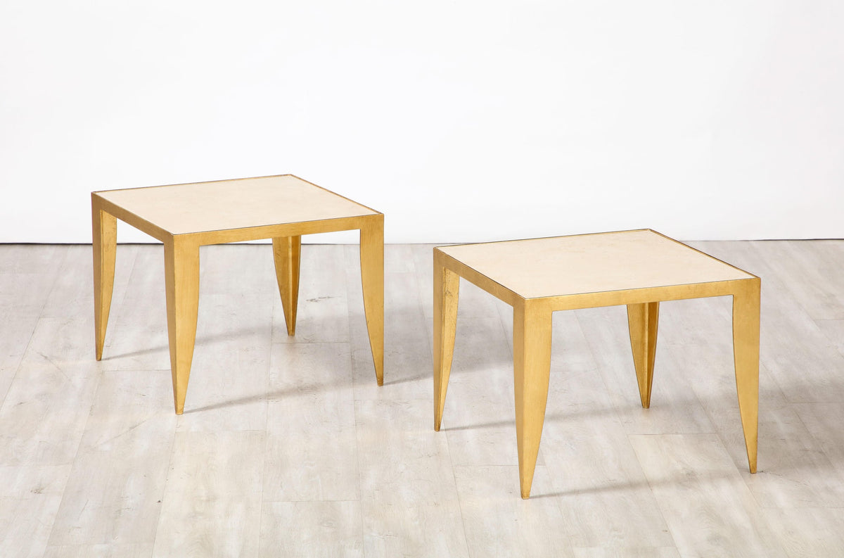 Italian Coffee Tables with Gilt Metal Legs and Travertine tops, 1975
