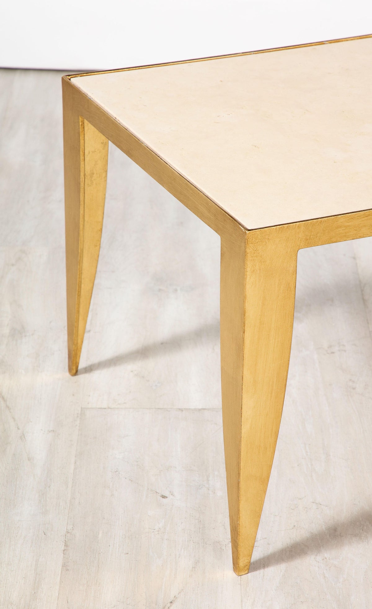 Italian Coffee Tables with Gilt Metal Legs and Travertine tops, 1975