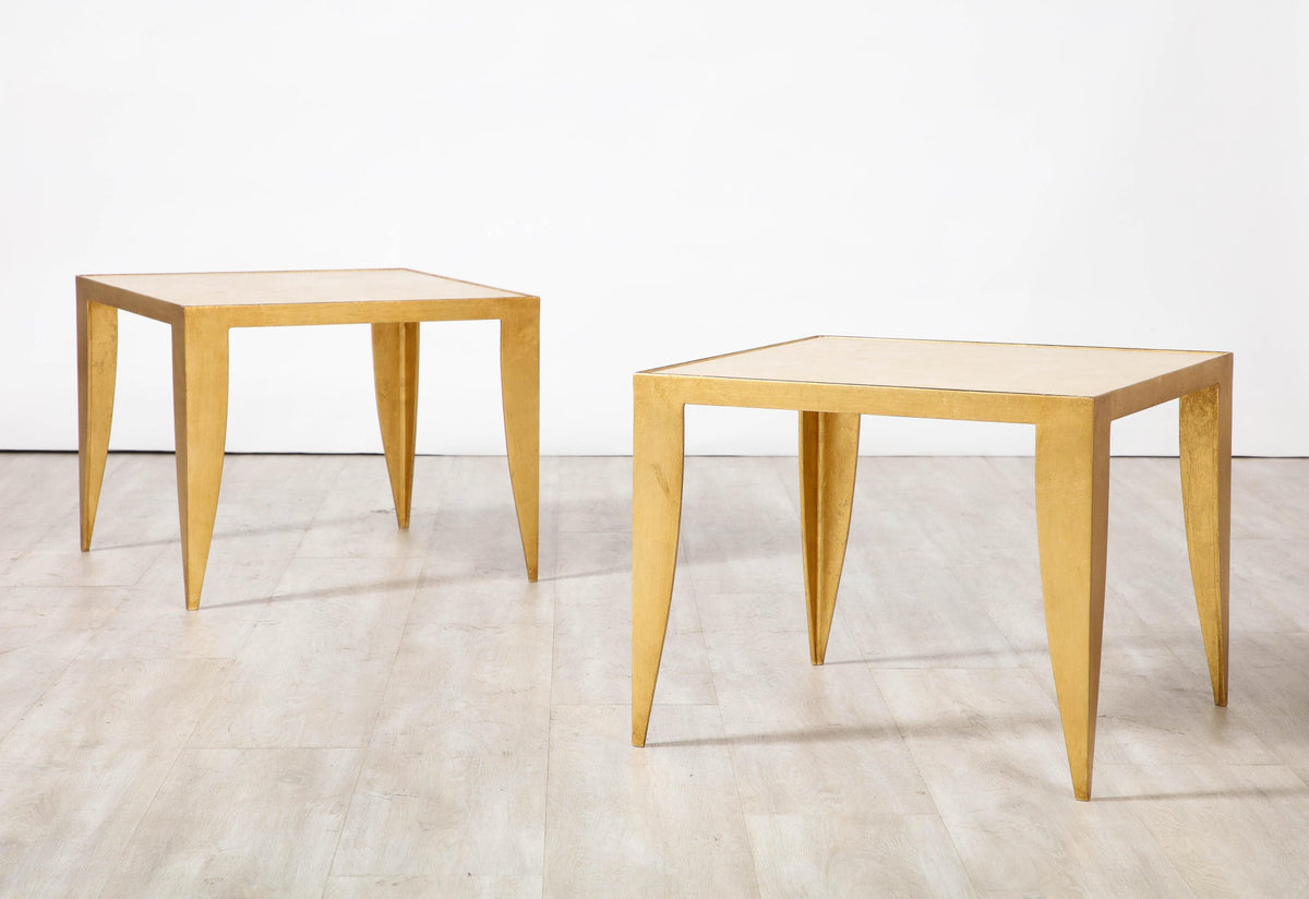 Italian Coffee Tables with Gilt Metal Legs and Travertine tops, 1975