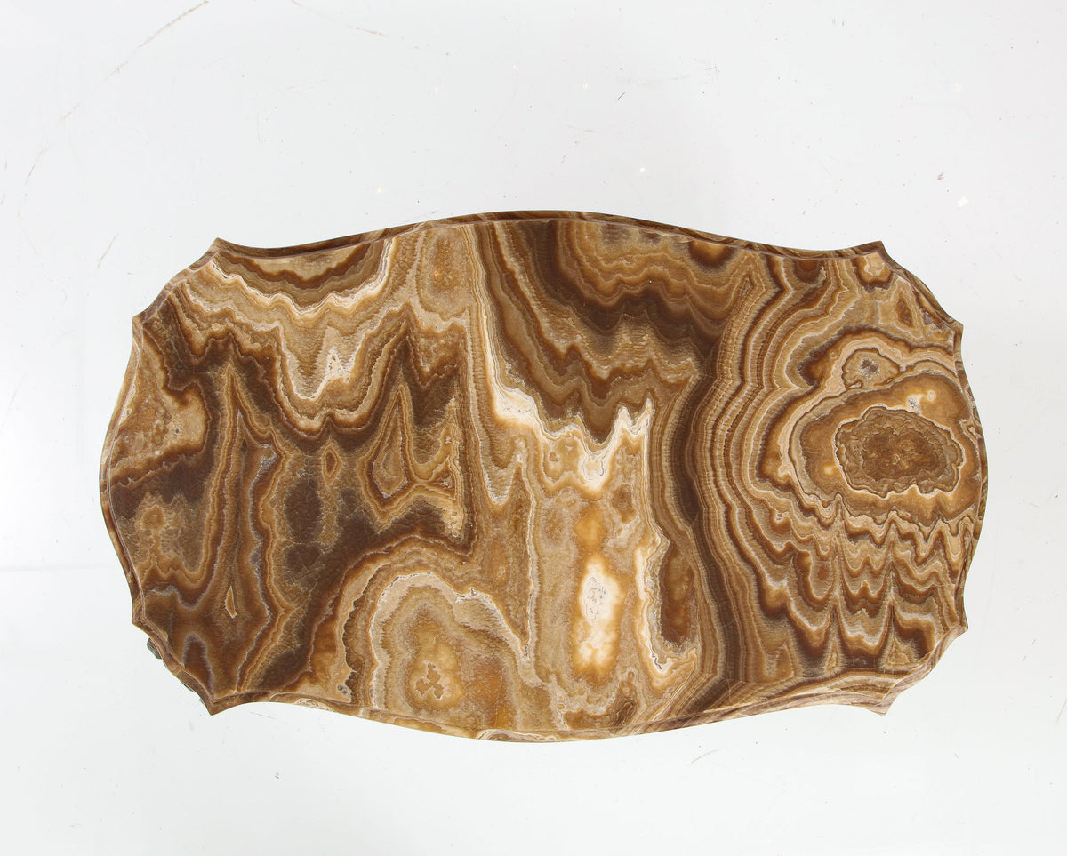 Pier Luigi Colli Hammered Gilded Iron Coffee Table with Shaped Agate Top