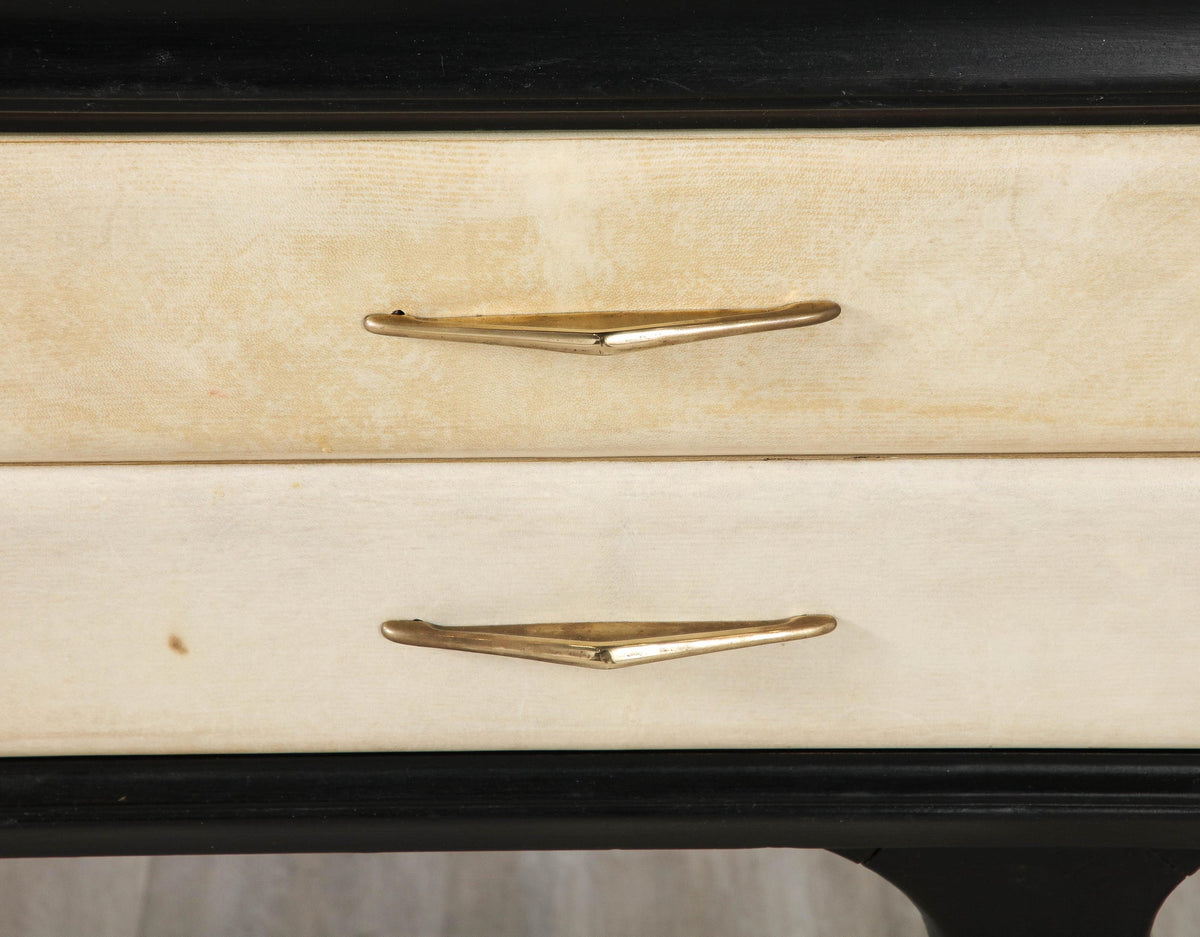 Italian Art Deco Sideboard, Ebonized Wood & Vellum, 1940