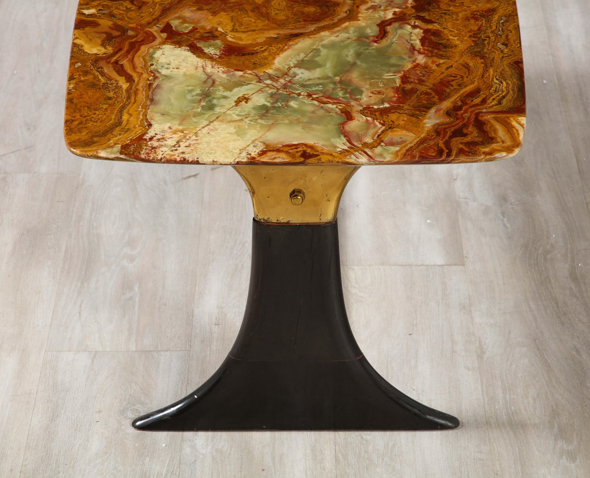 Guglielmo Ulrich Walnut, Agate and Brass Coffee Table, Italy, circa 1950