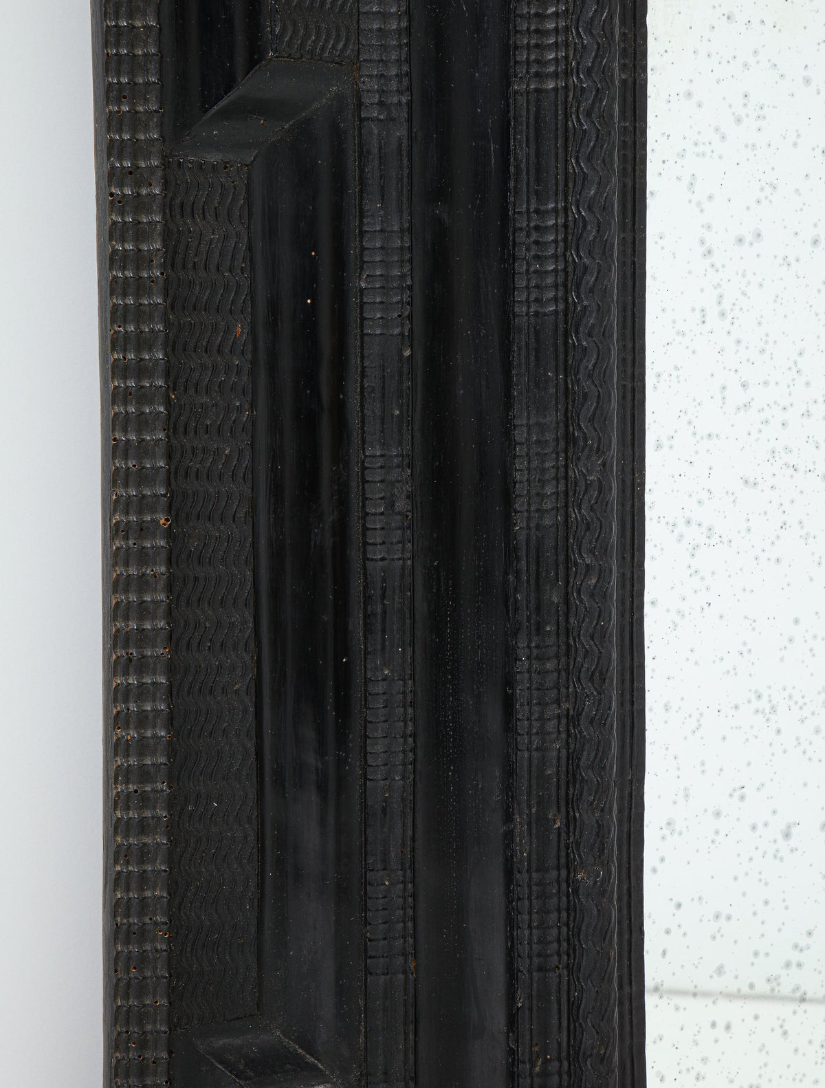 Northern Italian Baroque Ebonized Frame Mirror, Hand-Carved, 1660-80