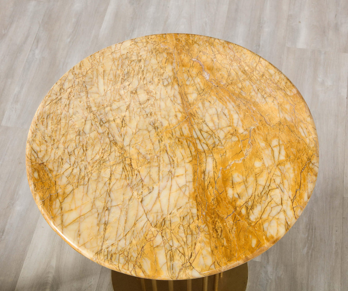 Set of 3 Contemporary Custom Side Tables with Brass Base and Marble
