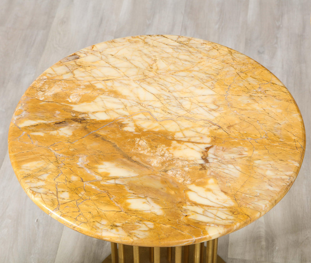 Set of 3 Contemporary Custom Side Tables with Brass Base and Marble