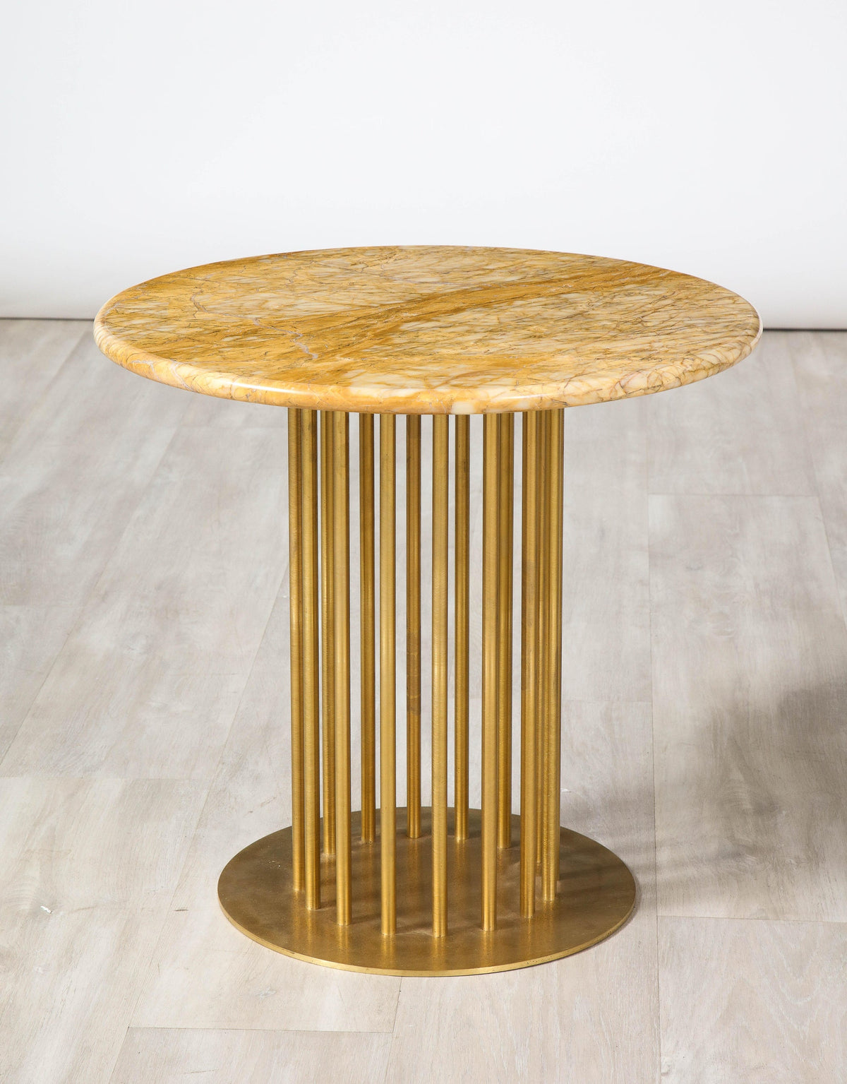 Set of 3 Contemporary Custom Side Tables with Brass Base and Marble