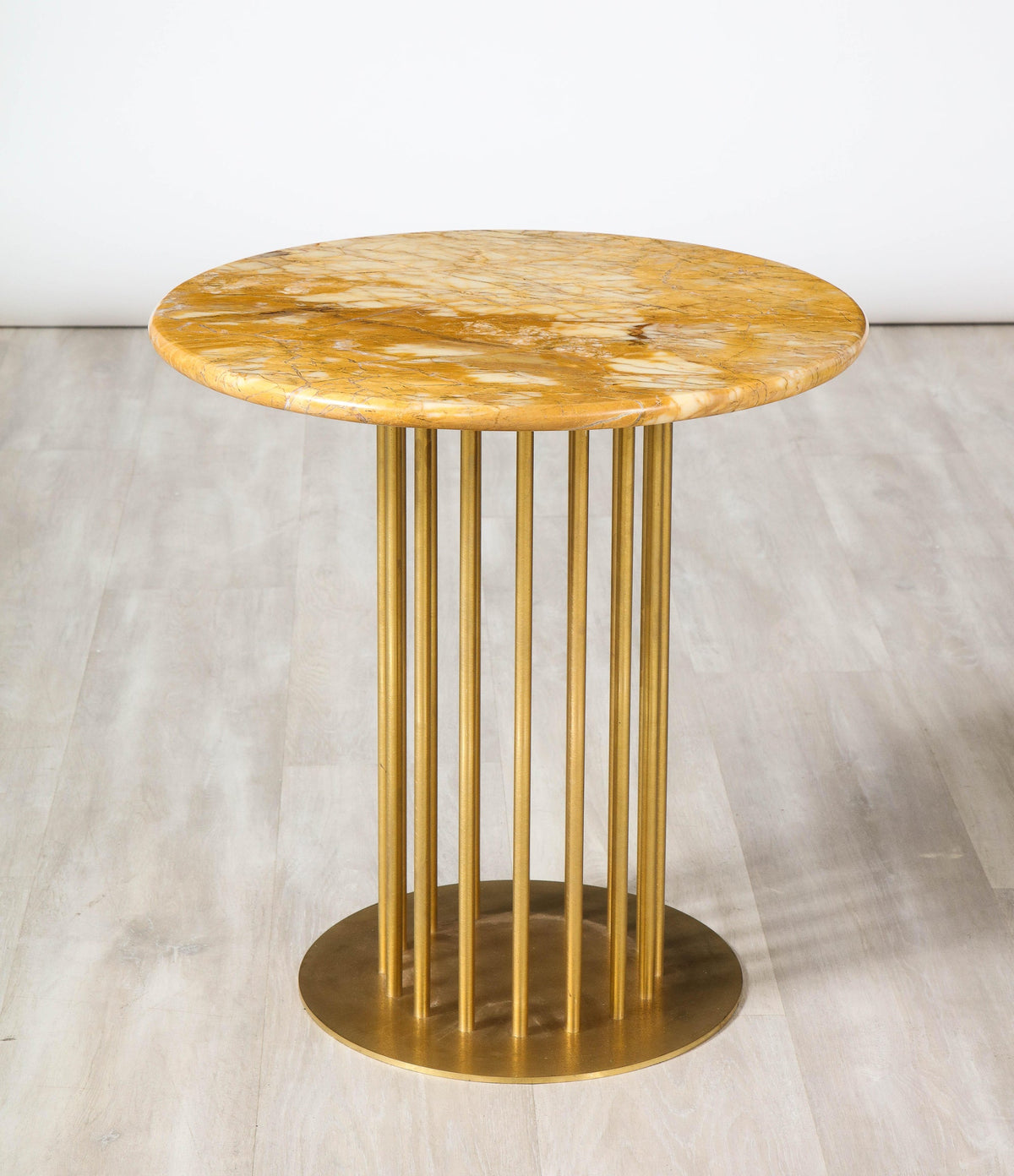 Set of 3 Contemporary Custom Side Tables with Brass Base and Marble