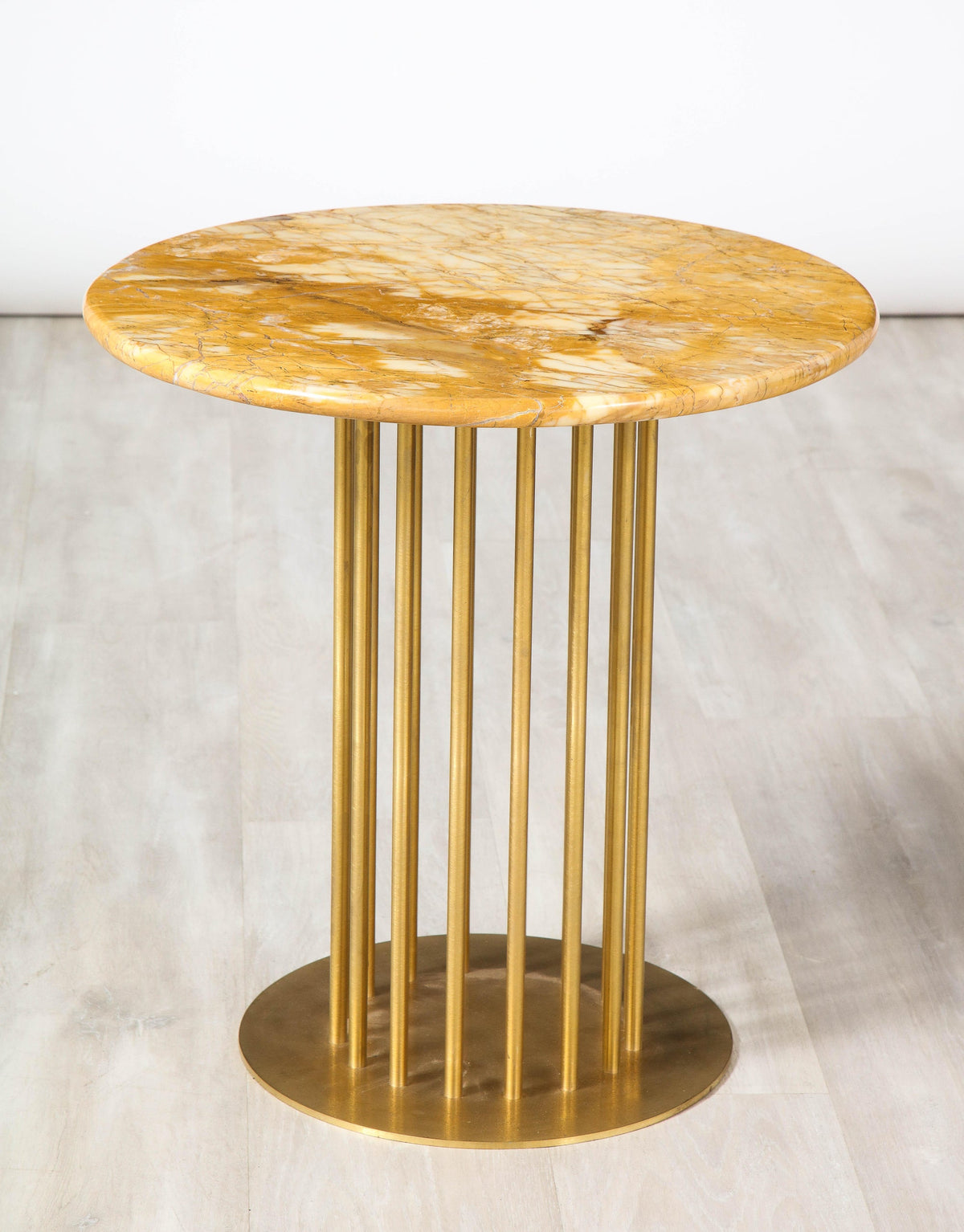 Set of 3 Contemporary Custom Side Tables with Brass Base and Marble
