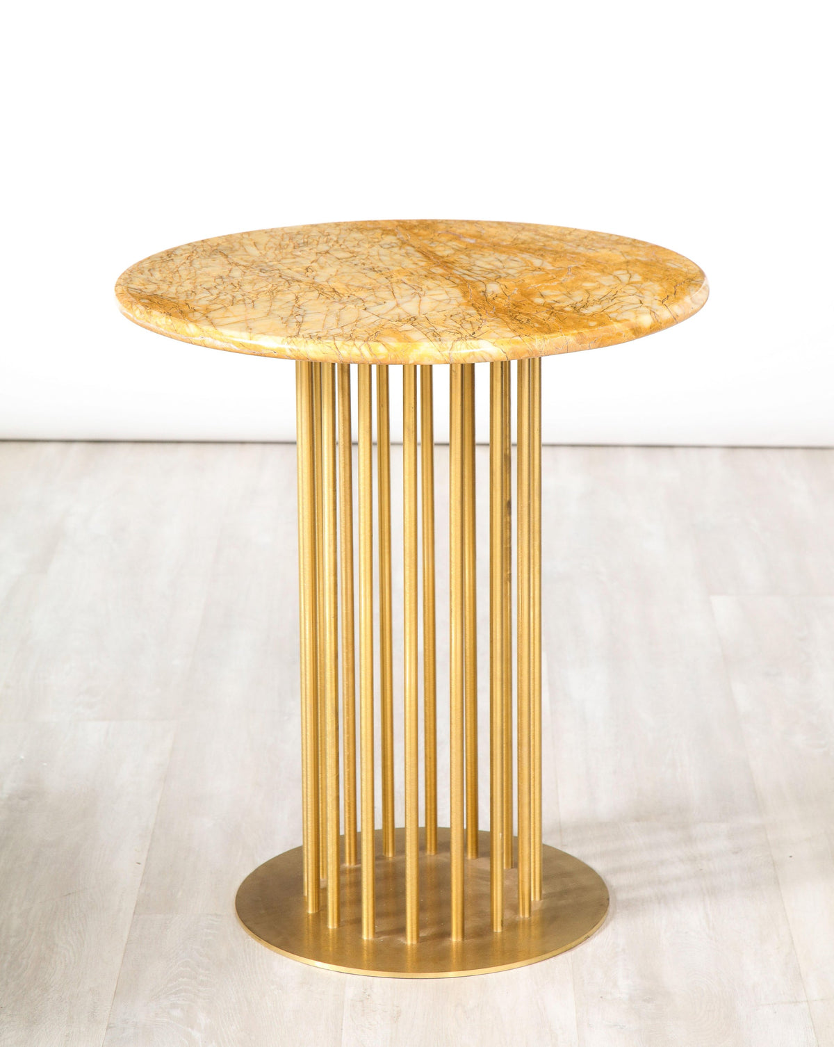 Set of 3 Contemporary Custom Side Tables with Brass Base and Marble